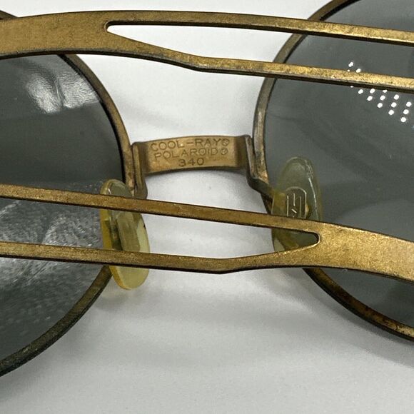 Oleg Cassini Cool Ray Polaroid 340 Round Gold Sunglasses 1960s Vtg Hippy Gypsy main image 12